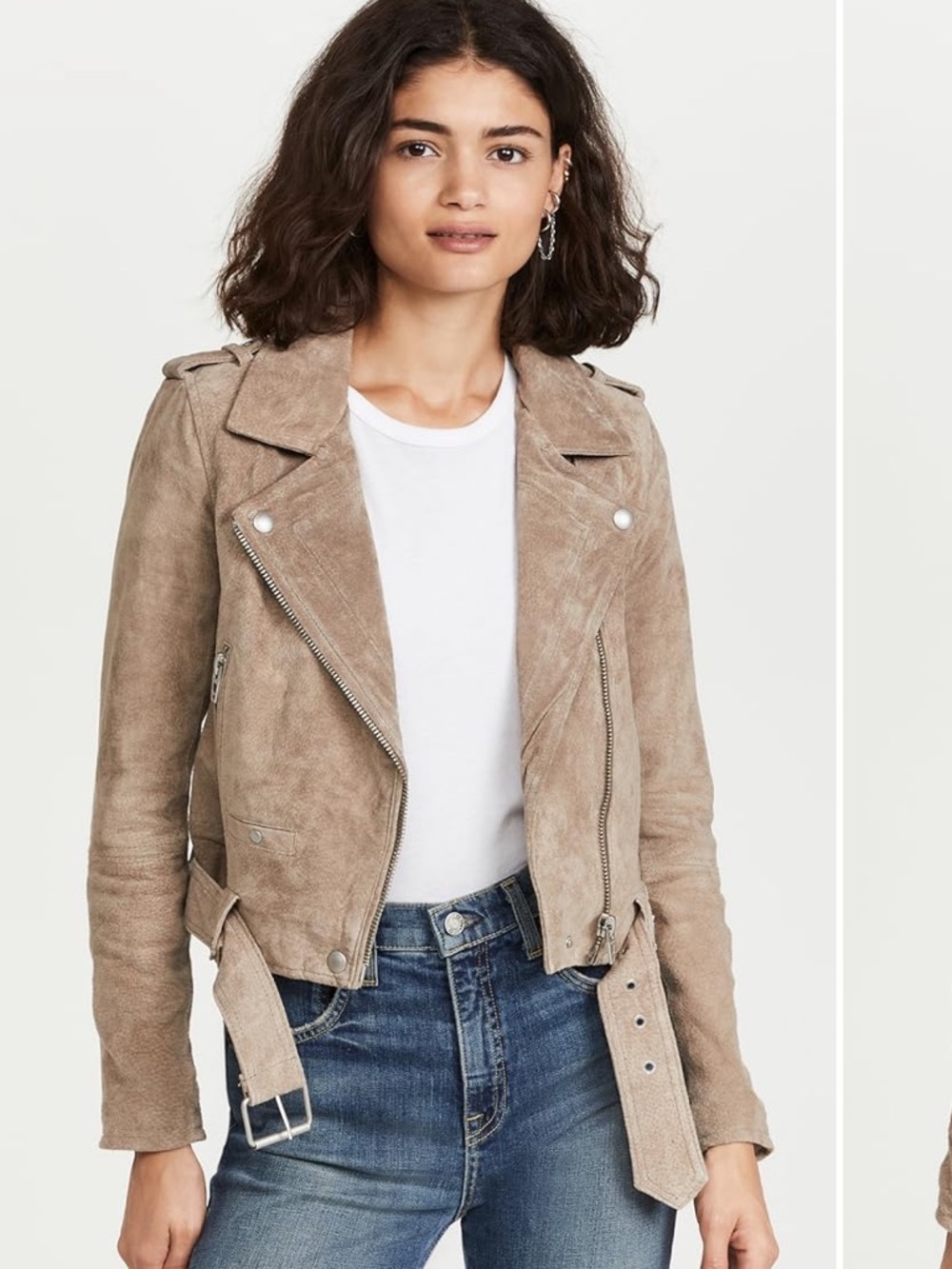 Blank NYC Suede Moto Jacket in Taupe